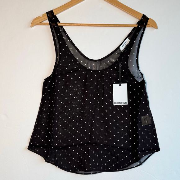 Rumored Old Fashioned Top Polka Dot Sheer Classic Tank Extra Small Black White - Picture 1 of 10